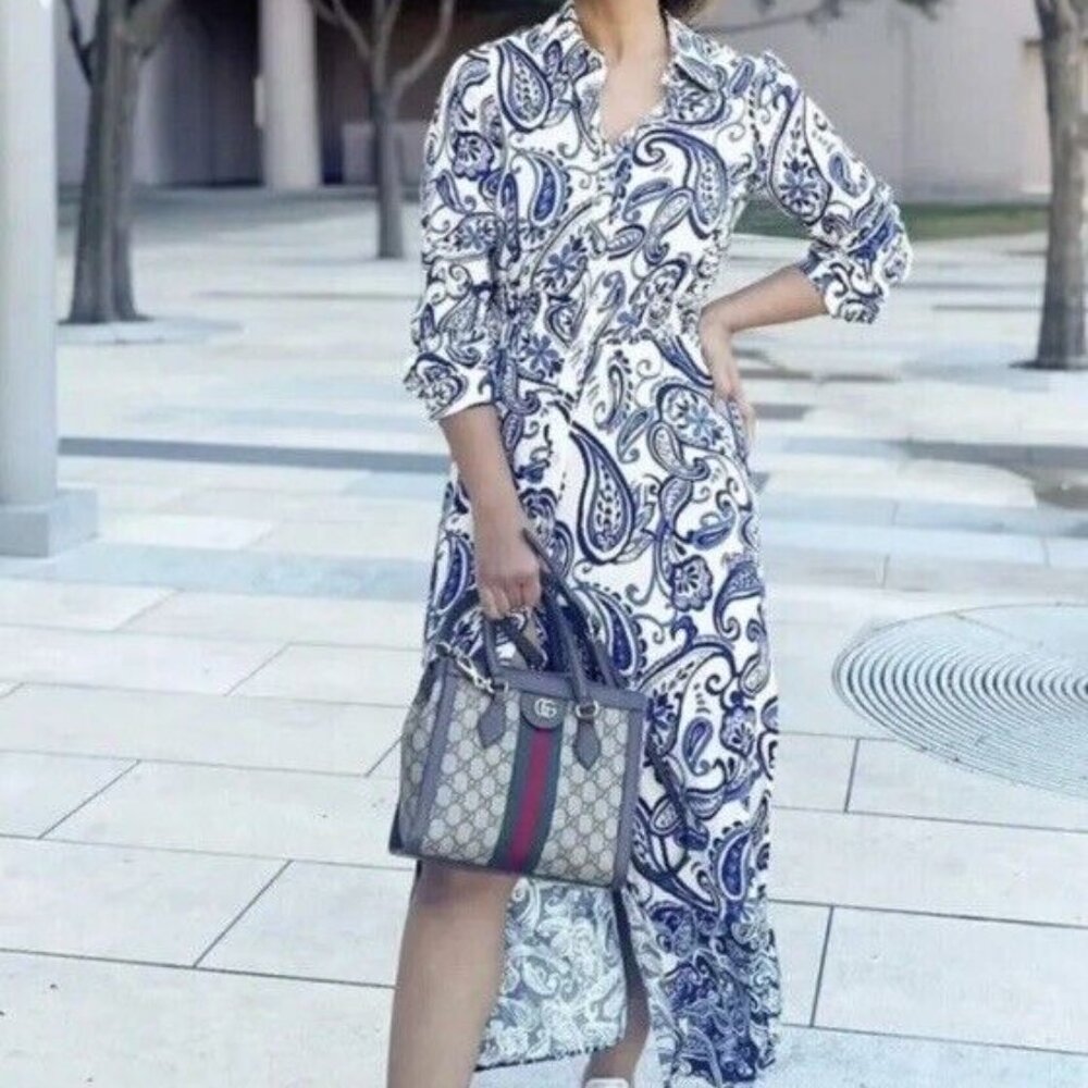 ZARA Paisley printed midi shirt dress, size S